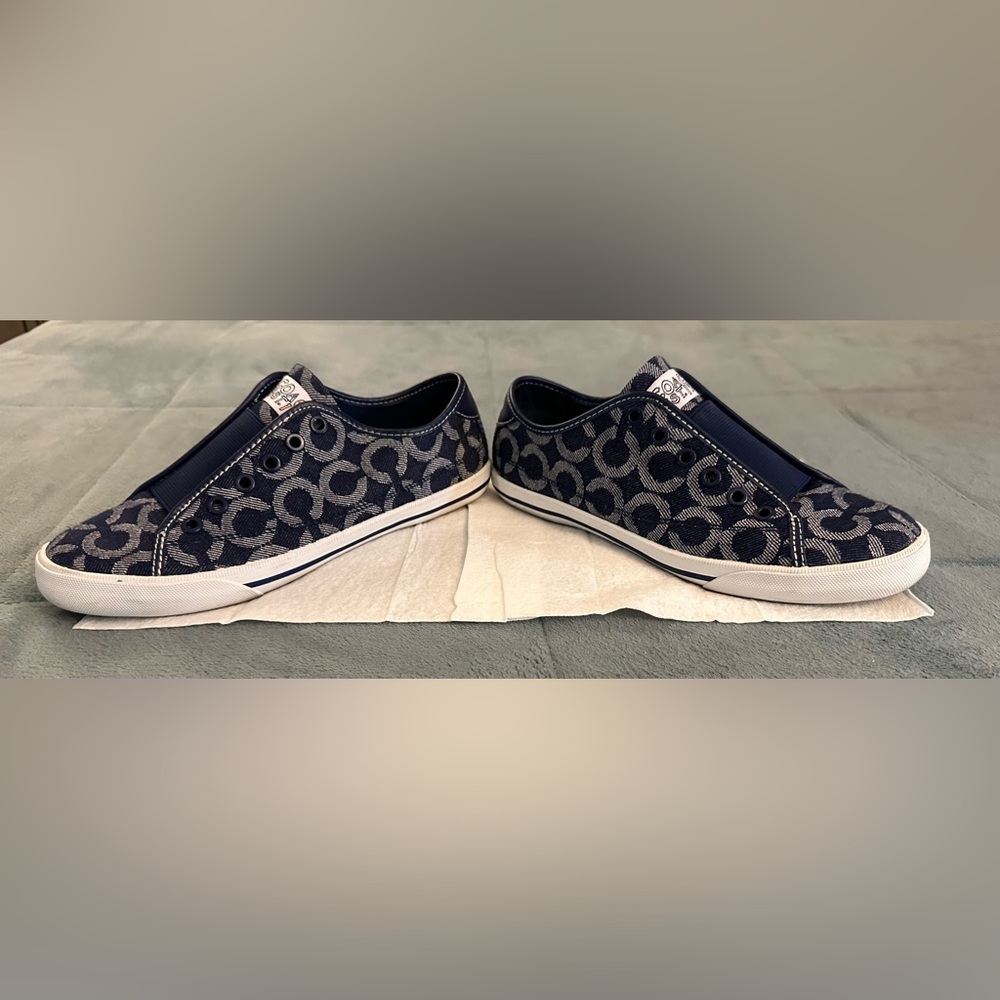Coach Est 1941 slip on, no lace signature sneakers - blue